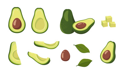 Avocado icons set