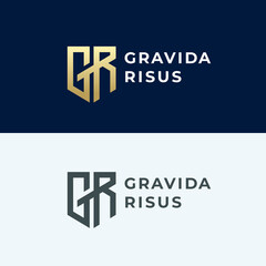 GR. Monogram of Two letters G and  R. Luxury, simple and elegant GR logo design. Vector template.
