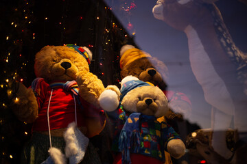 Christmas toys in window