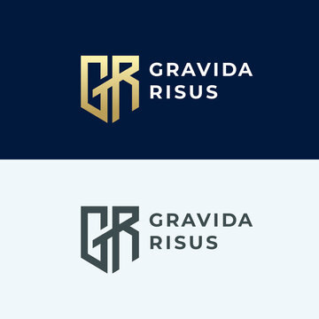 GR. Monogram of Two letters G and  R. Luxury, simple and elegant GR logo design. Vector template.
