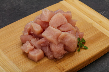 Raw diced chicken for cooking