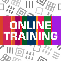 Online Training Grey Squares Background Colorful Stripes 
