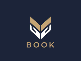 Hands with book logo. Education symbol. Abstract reading book logotype.

