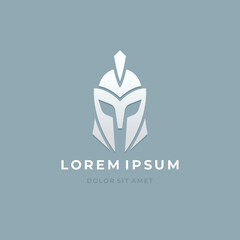 Warrior helmet logo design. Spartan, Greek gladiator helmet logotype.
