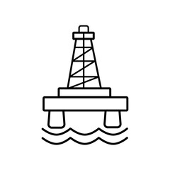 Icon oil or gas rig (offshore platform), isolated on a white background. Offshore Oil Production Platform. Oil Industry. Simple Vector illustration