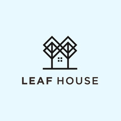 abstract house logo. leaf icon