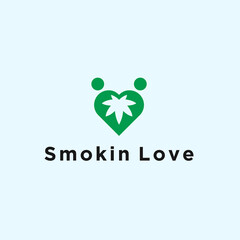 abstract marijuana logo. love icon