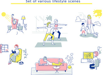 女性のライフスタイルシーン　セット