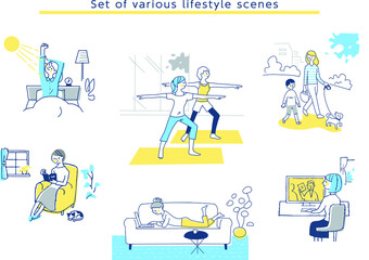 女性のライフスタイルシーン　セット