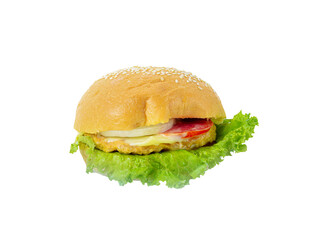 beef  sandwich  isolated  on  white,  background,