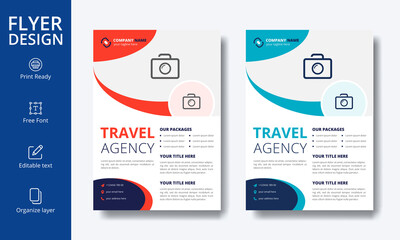 Tourist and Travel Flyer Design Template in Editable Format A4 Size with Bleed | Abstract Tourism Flier Design