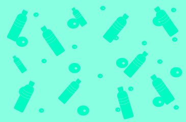 illustration of a polluted ocean. vector depicting bottles in water. plastic bottle in water. plastic debris at depth