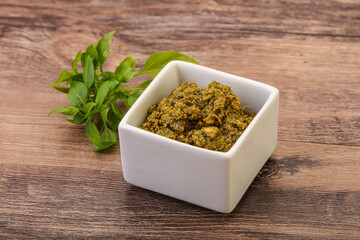 Green sauce pesto with basil
