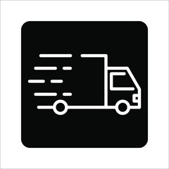 Fast shipping delivery truck flat vector icon for apps and websites