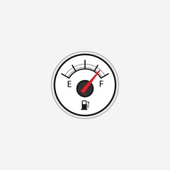 Fuel gauge, fuel indicator, Gasoline indicator, fuel meter icon logo vector concept design isolated on white background