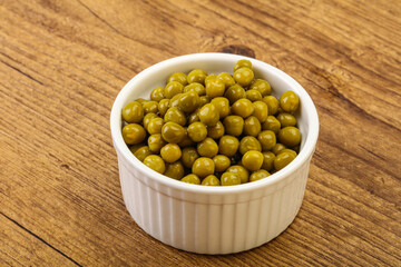 Marinated green pea in the bowl