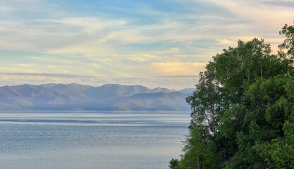 Evening landscape on Lake Baikal.