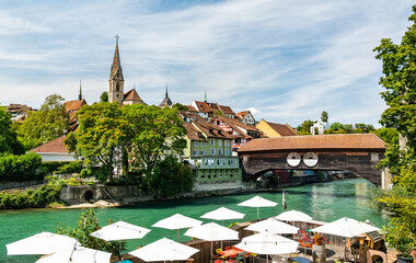 View of Baden, a town in Aargau, Switzerland