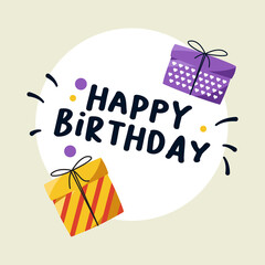 Flat birthday party label Vector