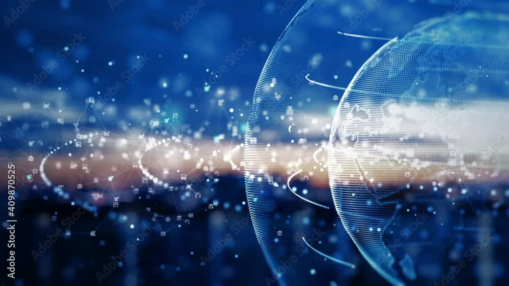 Poster technology network data connection. digital data network and cyber security concept. social network 