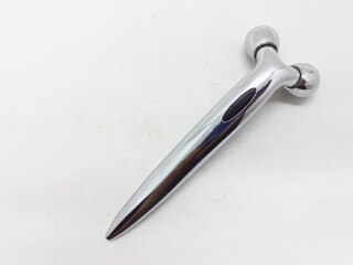 Silver Metallic Healthy Medical Massage Roller for Beauty Skin Care Tools in White Isolated Background