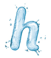 Water splashes letter isolated on white background. Abstract liquid font.