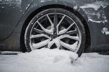 Summer Car Tire Stuck in Snow