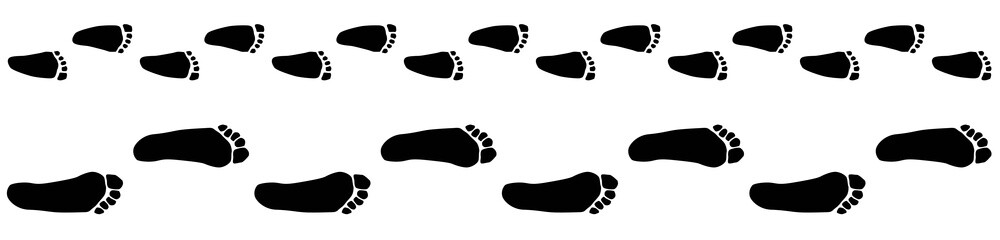 Image of footprints of baby and adult isolated,vector silhouettes, parenthood concept, barefoot