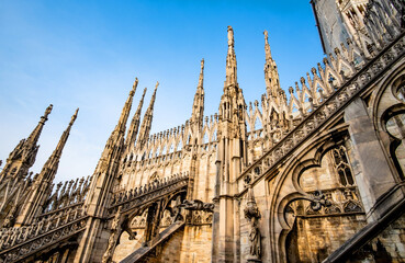terraces of the famous Duomo Cathedral of Milan