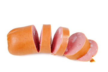 Sliced sausage isolated on the white background
