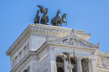 Architectural fragment of Monument to Victor Emmanuel II. National Monument to Victor Emmanuel II (Altare della Patria) built in honour of Victor Emmanuel - first king of a unified Italy. Rome. Italy.