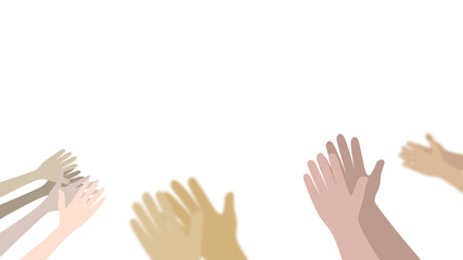 White background with human hands clapping ovation illustration.