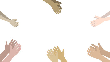White background with human hands clapping ovation illustration.