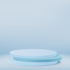 Abstract background with blue geometric 3d podiums. Vector illustration