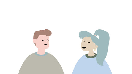 Cartoon white background with comic people illustration.