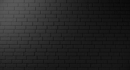 Black brick wall. Dark background. Grunge backdrop. Modern home design.