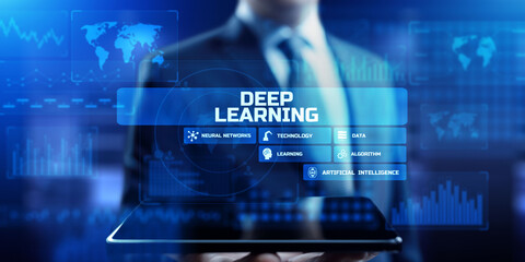 Deep Machine learning artificial intelligence neural networks automation modern technology concept.