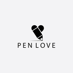 love logo illustration, pencil design vector