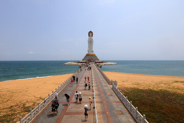 Guanyin sculpture on the sea in Nanshan tourist area, Sanya City, Hainan Province, China