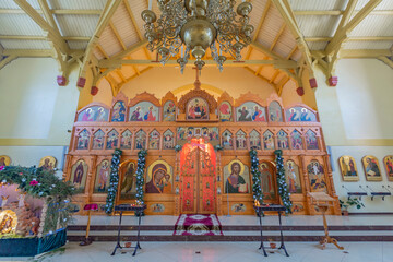 Interior of the Transfiguration Cathedral. Built in 1897. Zelenogradsk, Russia