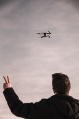 Drone captured in air during flight