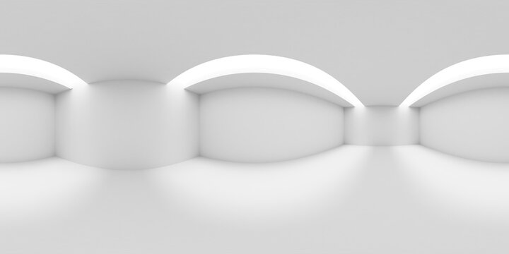 Abstract white room with lights in ceiling HDRI map