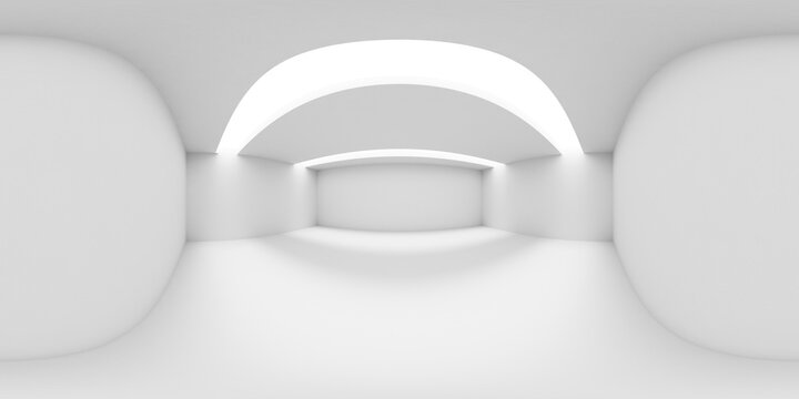 White abstract room with lights in ceiling HDRI map