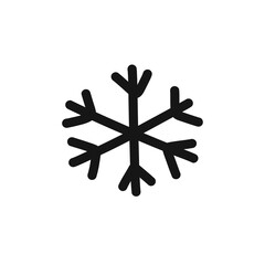 snowflake doodle icon, vector black line illustration
