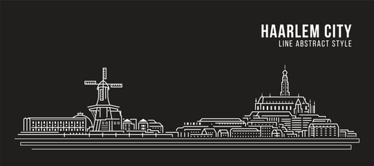 Fototapeta premium Cityscape Building Line art Vector Illustration design - Haarlem city