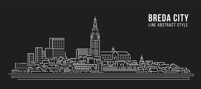 Cityscape Building Line art Vector Illustration design -  Breda city