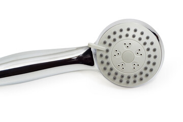 Shower head on a white background, fragment close-up