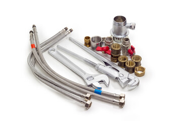 Plumber wrench, adjustable wrench and various plumbing components