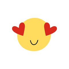 Love emoji. Colorful hand drawn love emoticon.