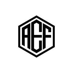 Initial letter AEF hexagon monogram cool simple modern logo concept 